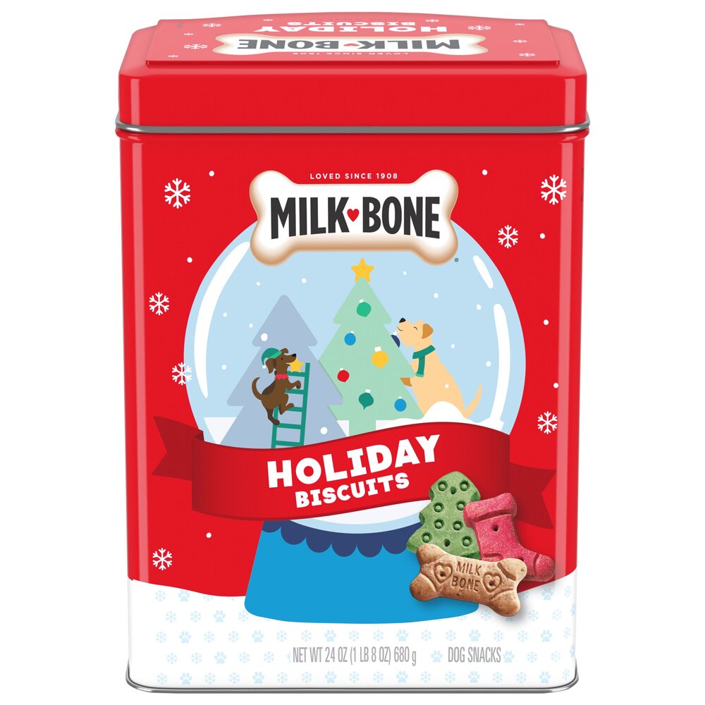Milk bone holiday tin store